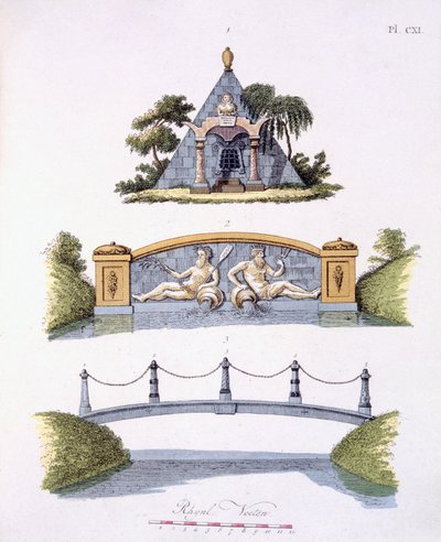 Decorazioni da giardino, da Magazine of Garden Gems di G. van Laar, pubblicato 1802 da Dutch School