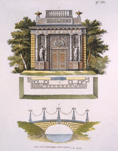 Decorazioni da giardino, da Magazine of Garden Gems di G. van Laar, pubblicato nel 1802 da Dutch School