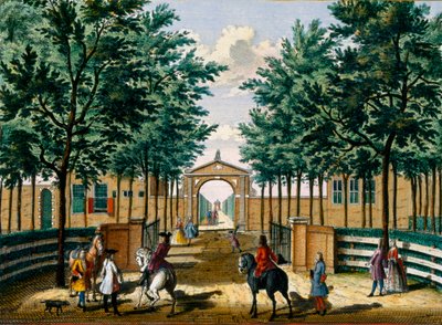 Giardini del palazzo del piacere di Francois van Haringkaspel, da Het Zeganpralent Kennemerlant di Hendrick de Leth e Matthias Brouerius Van Nidek, pubblicato c.1700-1730 da Dutch School