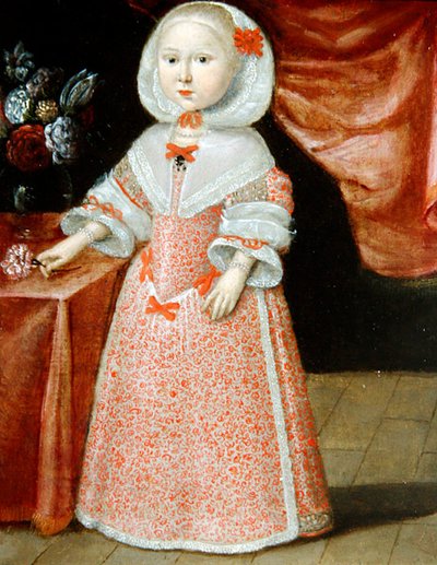 Ragazza che Tiene un Fiore Rosa e Bianco, c.1640 da Dutch School