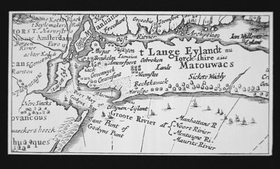 Storia di New York: Mappa olandese che mostra la riconquista di Manhattan da Dutch School