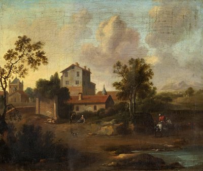 Paesaggio con Rovine e un Cavaliere su un Cavallo Bianco da Dutch School