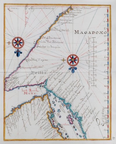 Mappa di Magadoxo, Zanzibar. da Dutch School