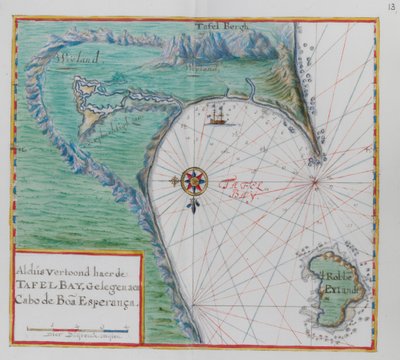 Mappa del Capo di Buona Speranza. Table Bay, Sudafrica da Dutch School