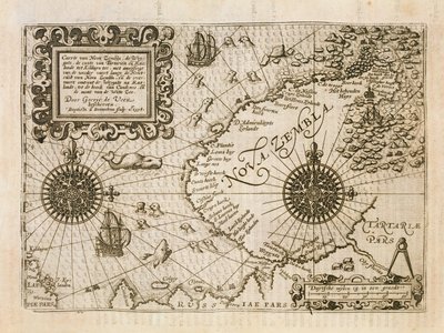 Mappa della nuova scoperta Nova Zembla, illustrazione da Diarium Nauticum, seu vera descriptio trium navigationum admirandarum... di Gerrit de Veer, 1598 da Dutch School