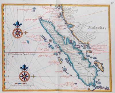 Mappa che mostra Malacca e Sumatra, Indonesia occidentale, parte delle isole della Sonda da Dutch School