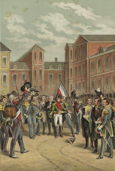 Addio di Napoleone alla Guardia Imperiale nel Cortile del Cavallo Bianco del Palazzo di Fontainebleau, 1814 da Dutch School