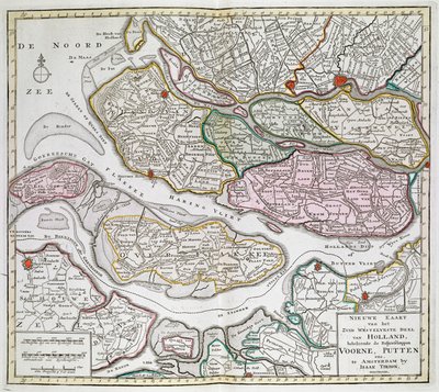 Nieuwe Kaart der van het Zuid Westelykste deel van Holland, behelzende de Baljuwschappen Voorne, Putten, enz. [Trentasei mappe dei Paesi Bassi] Isaak Tirion Tra il 1739 e il 1757 da Dutch School