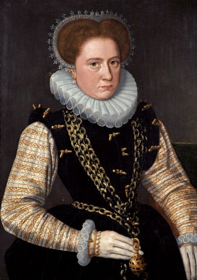 Ritratto di una dama in costume spagnolo, c.1585 da Dutch School