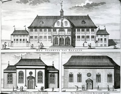 Chiesa portoghese e municipio a Batavia, XIX secolo da Dutch School