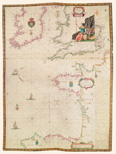 Le coste di Francia, Inghilterra e Irlanda, dalla Collezione di mappe marine olandesi da Dutch School