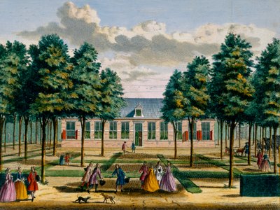 Vista della casa di Jagerlust, da Het Zeganpralent Kennemerlant di Hendrick de Leth e Matthias Brouerius Van Nidek, pubblicato c.1700-1730 da Dutch School