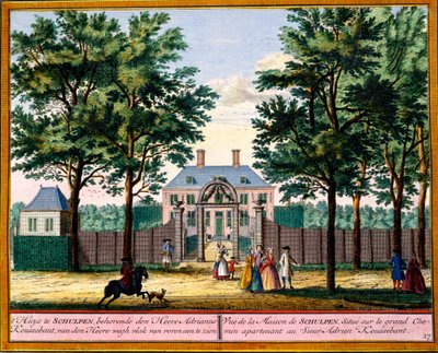Vista della Casa Schulpen, da Het Zeganpralent Kennemerlant di Hendrick de Leth e Matthias Brouerius Van Nidek, pubblicato c.1700-30 da Dutch School