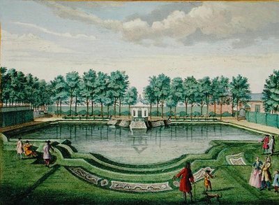 Veduta del parco dei cervi sul grande lago e del padiglione, da 