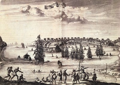 Vista del porto e della città di Galle, pubblicata ad Amsterdam 1676 da Dutch School