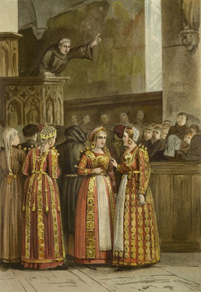 Donne in costume tradizionale frisone, Paesi Bassi, XV secolo da Dutch School