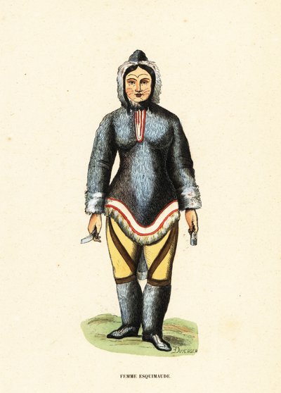 Donna Inuit con tatuaggi facciali, Fiume Mackenzie, Yukon, Canada da Duverger Duverger