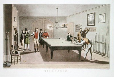 Biliardo, inciso da G. Hunt, pubblicato nel 1827 da E.F. (after) Lambert