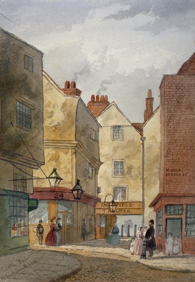 Vista di Cloth Fair e Middle Street, West Smithfield, City of London, 1867 da EH Dixon