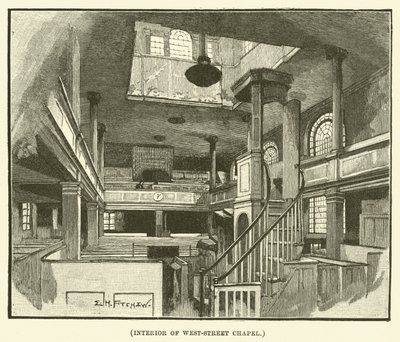 Interno della Cappella di West-Street (incisione) da E.H. Fitchew