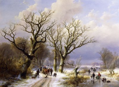 Paesaggio invernale boscoso con figure, 1863 da E.J. Verboeckhoven