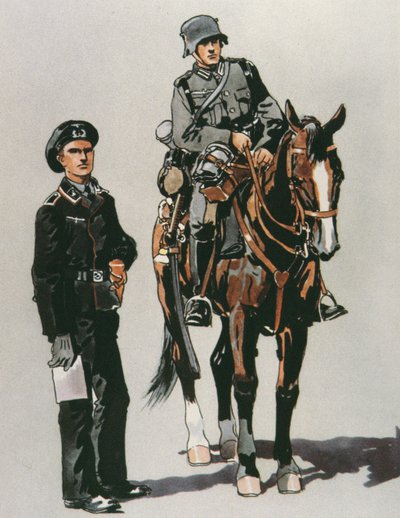 Ufficiale di carro armato e soldato a cavallo dell