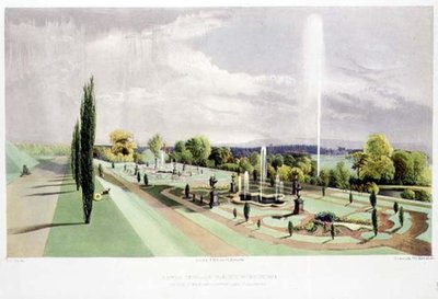 Giardino della Terrazza Inferiore, Worsley Hall, pub. da Thomas McLean da E. Adveno Brooke