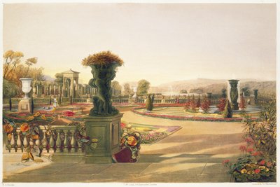Il Parterre, giardini di Trentham Hall, pub. da Thomas McLean da E. Adveno Brooke
