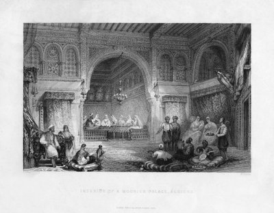 Interno di un palazzo moresco, Algeri, Algeria, 1839 da E. Challis