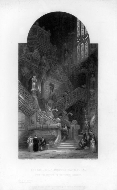 Interno della cattedrale di Burgos, XIX secolo da E. Challis