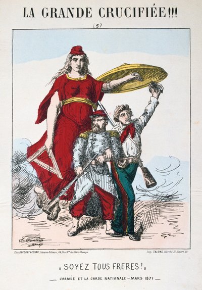 Soyez les Frères!, allegoria della Francia repubblicana, 1871 da E. Courtaux