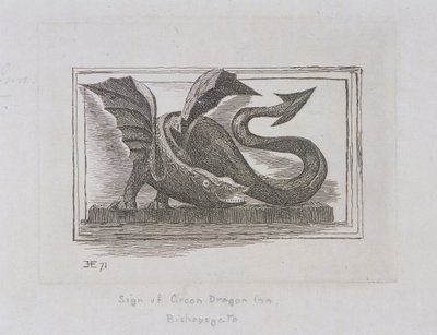 Insegna della locanda del Drago Verde, Bishopsgate, Londra, 1871 da E Edwards
