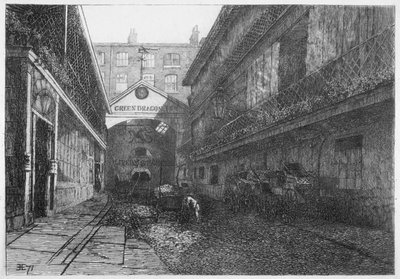 The Green Dragon Inn, Bishopsgate, Città di Londra da E Edwards