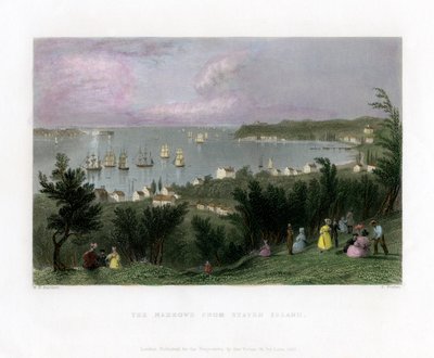The Narrows visto da Staten Island, New York, USA, 1837 da E. Finden