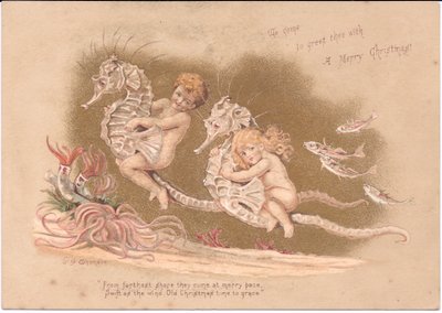 Cartolina di Natale vittoriana di due bambini d