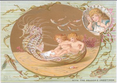 Una cartolina di Natale vittoriana di due bambini d