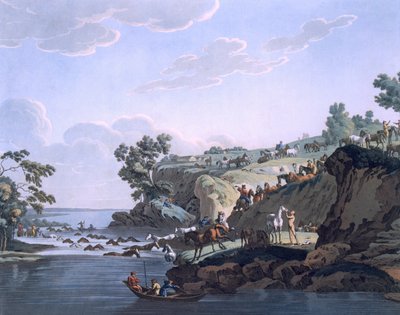 Cavalli che Attraversano un Fiume, 1812-13 da E. Karnejeff