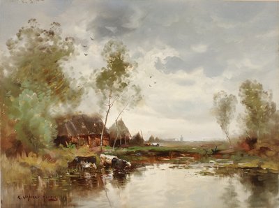 Paesaggio con mulino a vento da E. Landseer Harris