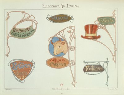 Insegne di negozi Art Nouveau, 1903 da E. Mulier