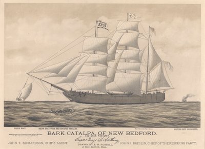 Bark Catalpa di New Bedford, barca della polizia, barca della nave e nave britannica Georgette da E. N. Russell