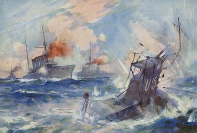Affondamento del sottomarino tedesco U-15 da parte della HMS Birmingham da E. S. Hodgson