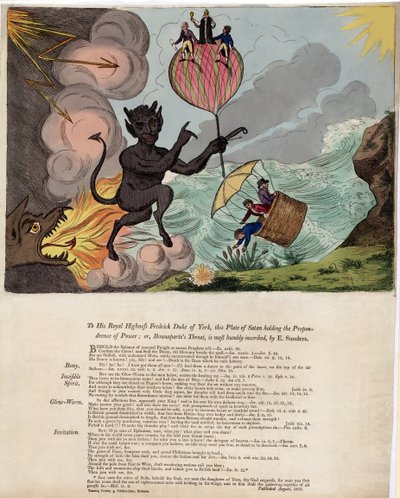 A Sua Altezza Reale Federico Duca di York, questa tavola di Satana che tiene la preponderanza del potere; o, la minaccia di Bounaparte, pub. 1803 da E. Sanders