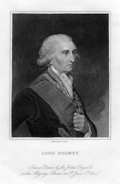 Ammiraglio George Brydges Rodney 1719-1792, 1° Barone Rodney, XIX secolo da E. Scriven