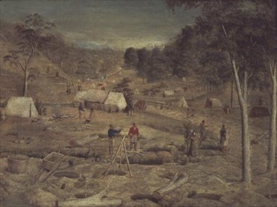 Campo minerario a Bathurst, c.1851 da E. Tulloch
