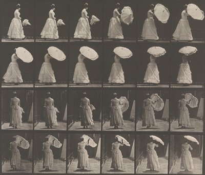 Donna che apre un parasole da Eadweard Muybridge