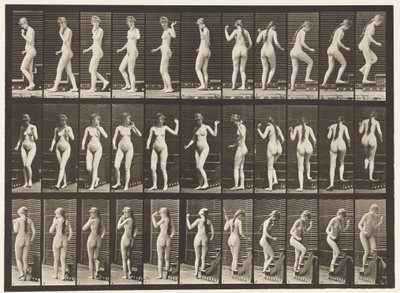 Tavola 101. Girarsi e salire le scale, salutando con la mano da Eadweard Muybridge
