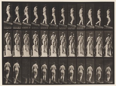 Piatto 119. Discesa, mano destra sul petto (scarpe) da Eadweard Muybridge