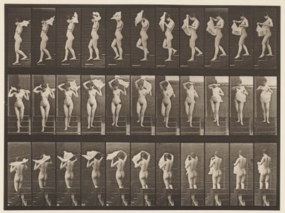Tavola 133. Scendere le scale, gettando un fazzoletto sulle spalle da Eadweard Muybridge