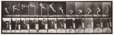 Tavola 158. Saltare; salto in alto con torsione in corsa (scarpe) da Eadweard Muybridge