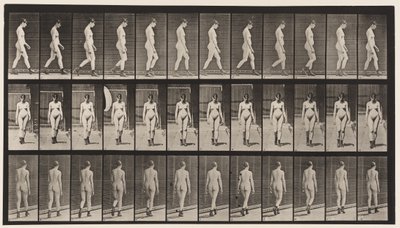 Tavola 22. Camminare, con stivali con tacco alto, 1872-1885 da Eadweard Muybridge
